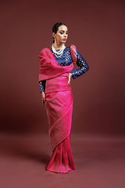 Minakshi: Magenta Banarasi Handloom Silk Saree