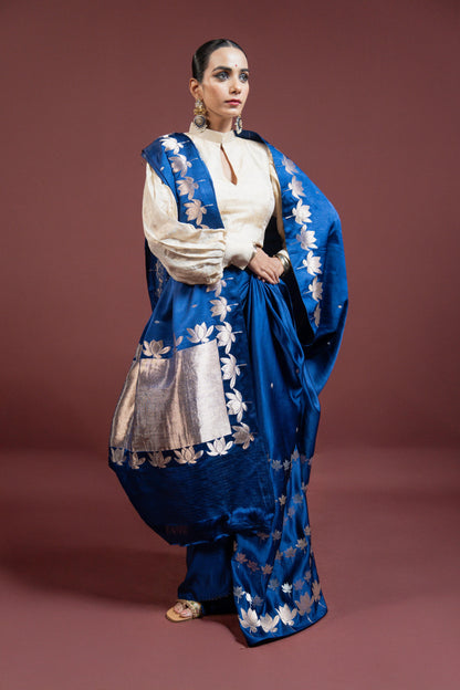 Saroj: Royal Blue Banarasi Saree